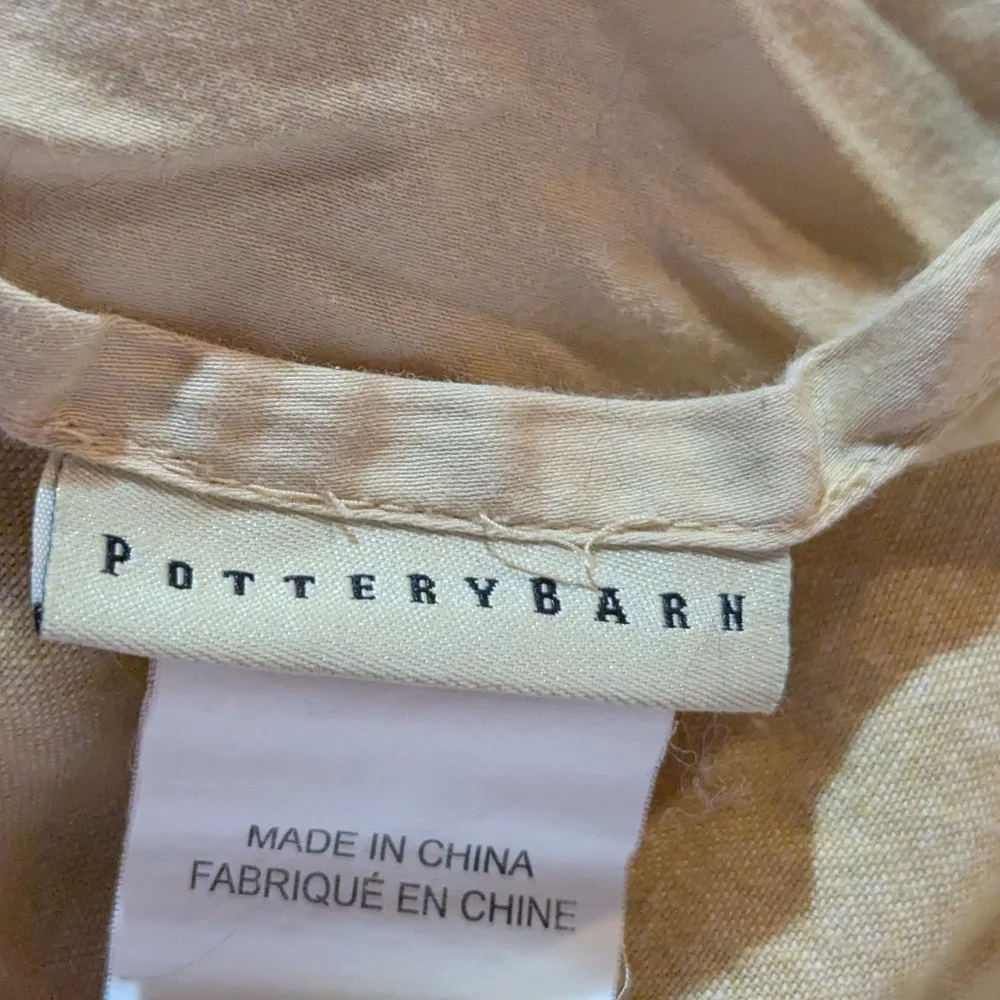 Pottery Barn Linen Cotton King Duvet Gold Mustard Yellow Silk Trim Quiet Luxury